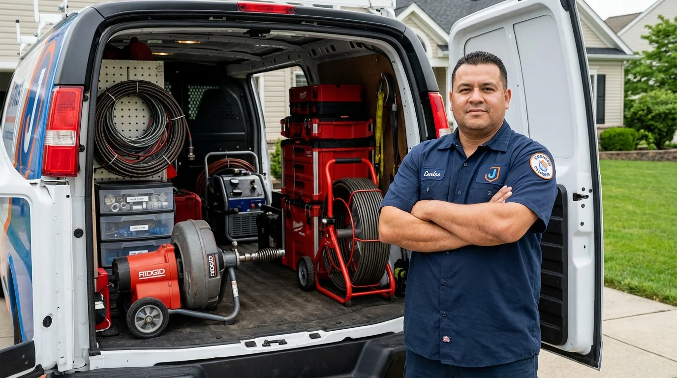 Professional drain cleaning equipment and Johns Plumbing LLC plumber in Manvel
