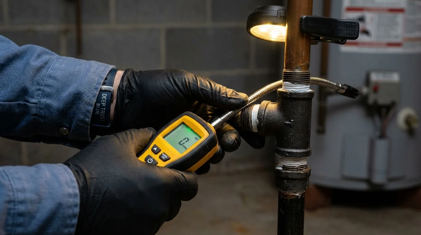 Gas leak detection with electronic sniffer by Johns Plumbing LLC in Manvel